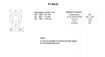 Ferrite core, single-hole magnetic core FT-50-43 New Original 20pcs/lot