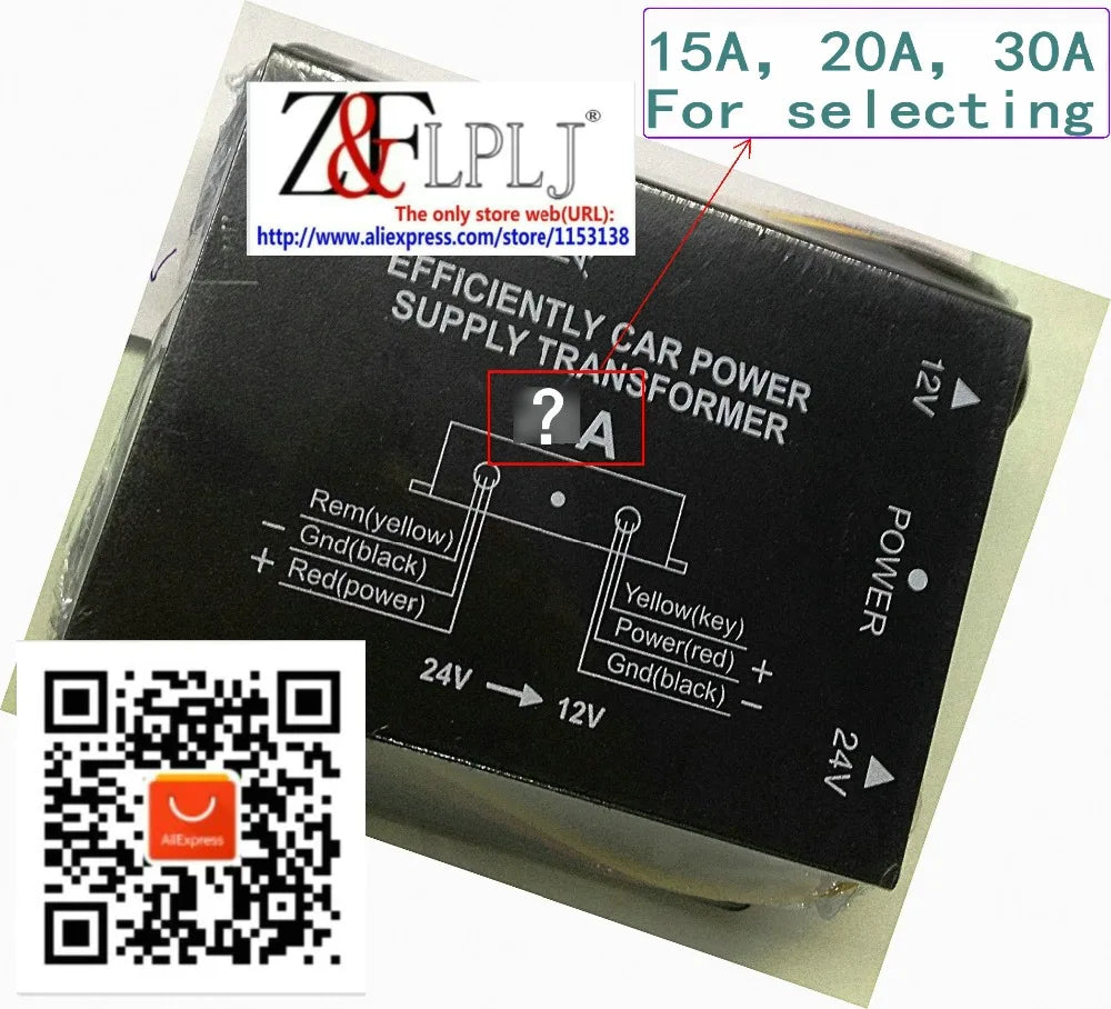 EFFICIENTLY CAR POWER SUPPLY TRANSFORMER DC-DC DC24V TO DC12V / DC to DC converter 24V to 12V, 15A/ 20A /30A 3types, 1PCS/LOT