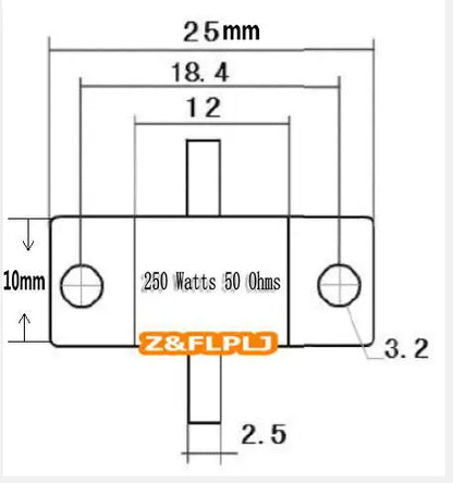 Flanged Resistors 250 Watts 50 Ohms RFT50-250 / 250W RF Resistors RFP-250-50 Flange load resistance PIN-2 Double leads  1PCS/Lot