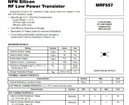 MRF557  557 / 1.5 W, 870 MHzRF LOW POWER TRANSISTOR NPN 5PCS/LOT