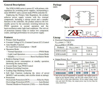 5A164D STR5A164D DIP-8 (DIP7) Off-Line PWM Controllers with Integrated Power MOSFET New original 10PCS/LOT