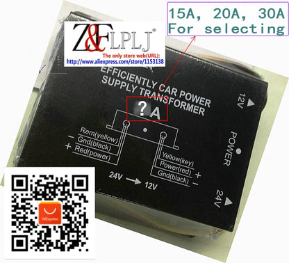 EFFICIENTLY CAR POWER SUPPLY TRANSFORMER DC-DC DC24V TO DC12V / DC to DC converter 24V to 12V, 15A/ 20A /30A 3types, 1PCS/LOT