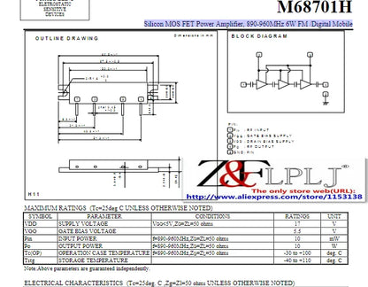 M68701H  Silicon MOS FET Power Amplifier, 890-960MHz 6W FM /Digital Mobile  New Original  1PCS/LOT