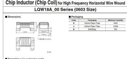 LQW18AN16NG00D  0603size Chip Inductor (Chip Coil) for High Frequency Horizontal Wire Wound  New Original  500PCS/LOT