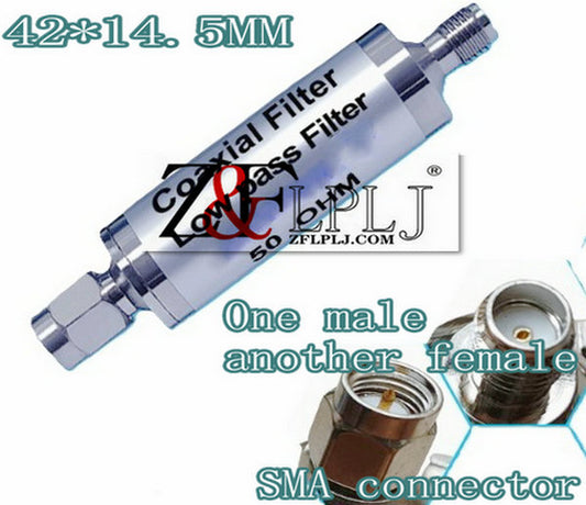 Low-pass coaxial filter, Low pass filter 1MHz,2MHZ, 3Mhz-9Mhz SMA one male and another female 42*14.5MM 1PCS/LOT