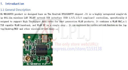 BL-M8188FU3 WIFI wireless module / RTL8188FTV wireless module with IPEX seat ,wifi module IPC camera New Original 10pcs/lot